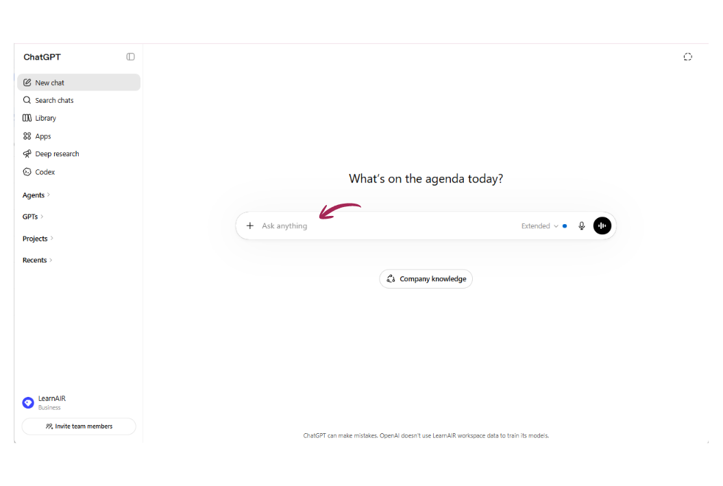 1. Open ChatGPT and start a new chat.